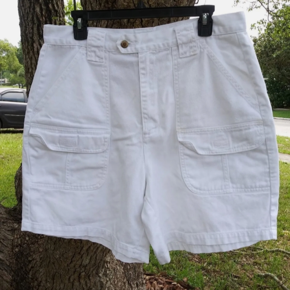 Vintage Venezia White Denim Cargo Mom Jean Shorts Size 16